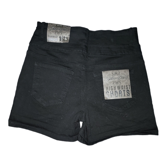 BLACK High Waisted Shorts NEW - Picture 2 of 3